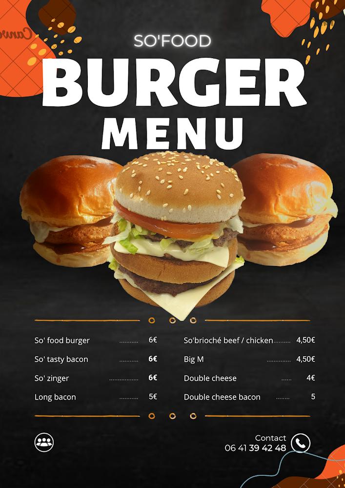 So Food Burgers & Braisé - Menu Image 1